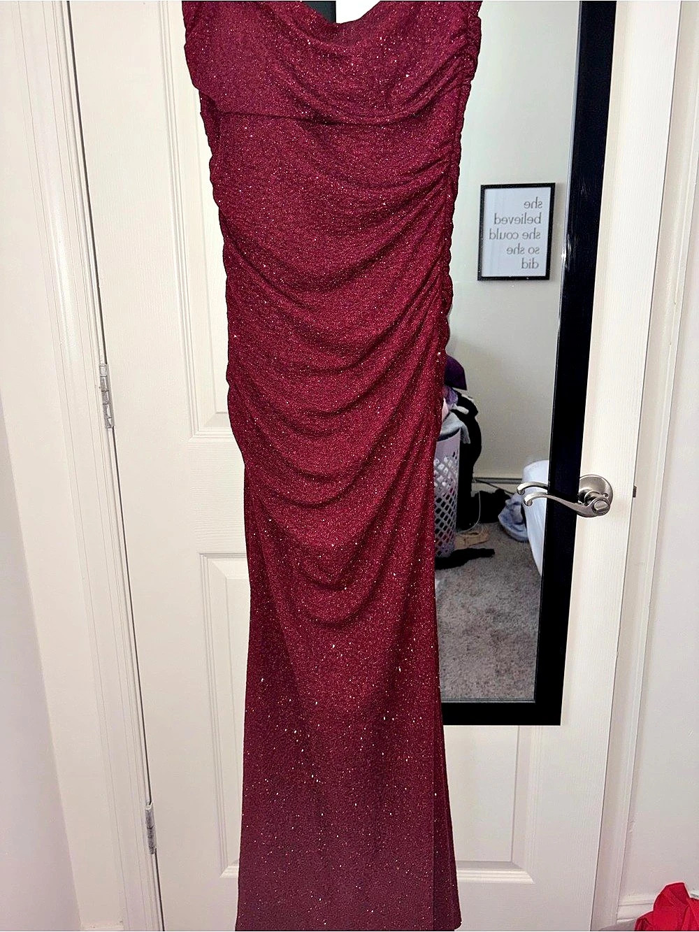 Windsor Ruched Formal Dress in Burgundy Size XL, New